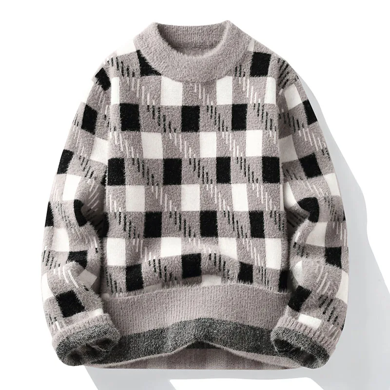 

Утепленный зимний свитер для мальчиков средней и старшей школы: универсальный теплый базовый свитер с круглым вырезом и высоким воротником, молодежный стиль