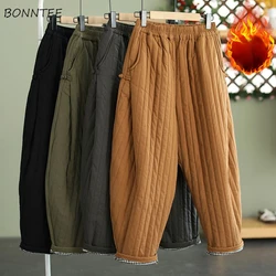 Warm Quilted Pants Women Winter Trouser Loose M-4XL Harem Vintage Chinese Pantalone Elastic Waist Streetwear Aesthetic Windproof