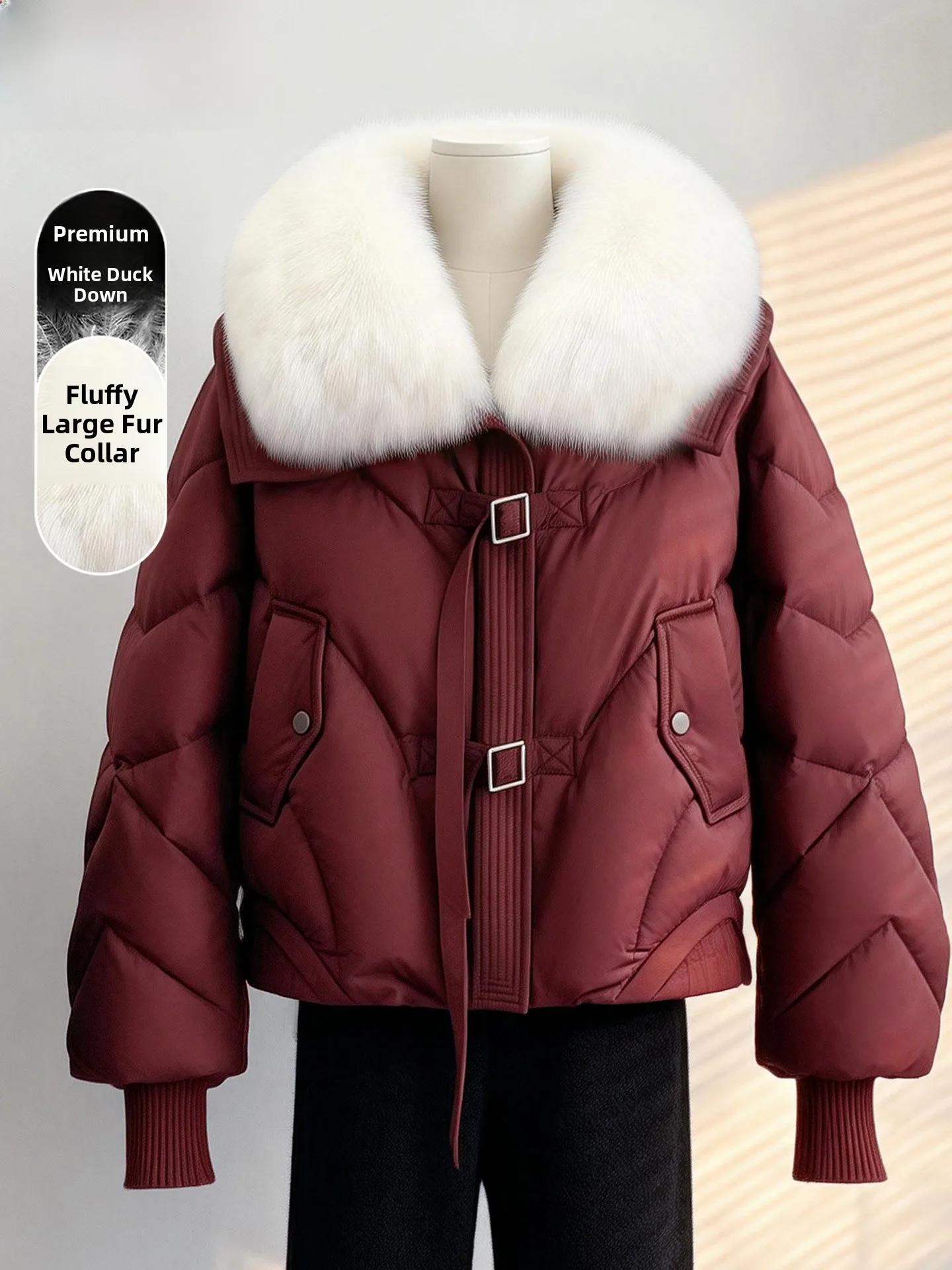 

Ele Winter Coat Fur Collar down Jaet for Middle-Aged And ly Women Warm Fce-Lined Korean Sle Casual Outerwear