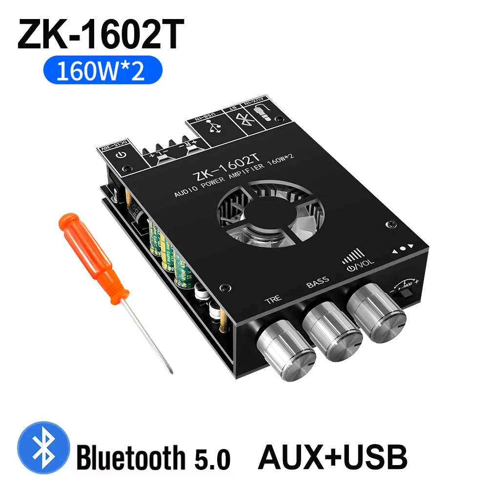 

ZK-1602T Bluetooth 5.0 Subwoofer Amplifier Board 2*160W TDA7498E 2.0 Channel High Power Audio Stereo Bass Amp