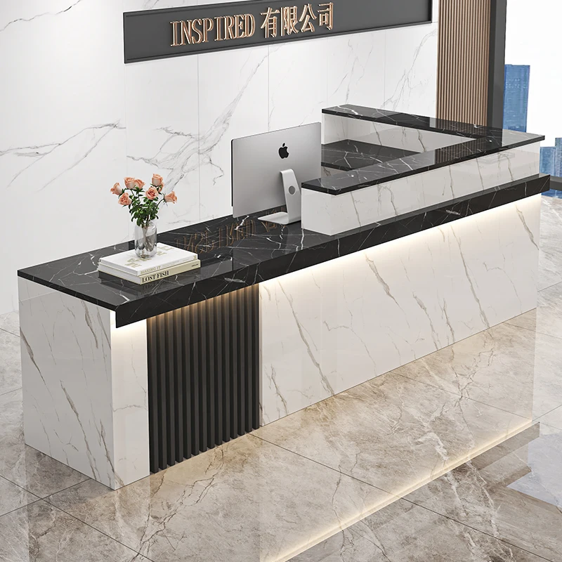 แผนกต้อนรับความงามที่เรียบง่าย บริษัทบาร์มุม ร้านที่ดีที่สุด โต๊ะหรูหรา ร้านเสริมสวย โรงแรม แสดงเฟอร์นิเจอร์อินเทรนด์ Mostrador