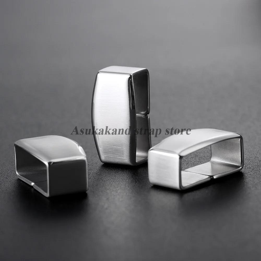 18mm 20mm Stainless Steel Watch Ring Buckle Watch Band Keeper Loop Holder for Seiko Metal Loop Ring Button Watch Clasp Button