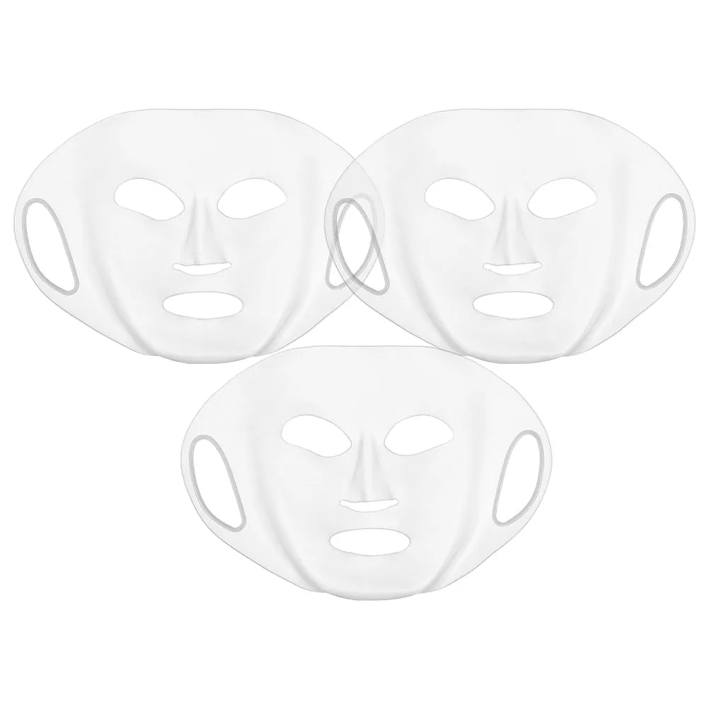 

3pcs Silicone Face Mask Cover Reusable Washable Foldable Skincare Accessory Moisture Sealing Beauty Facial Gel