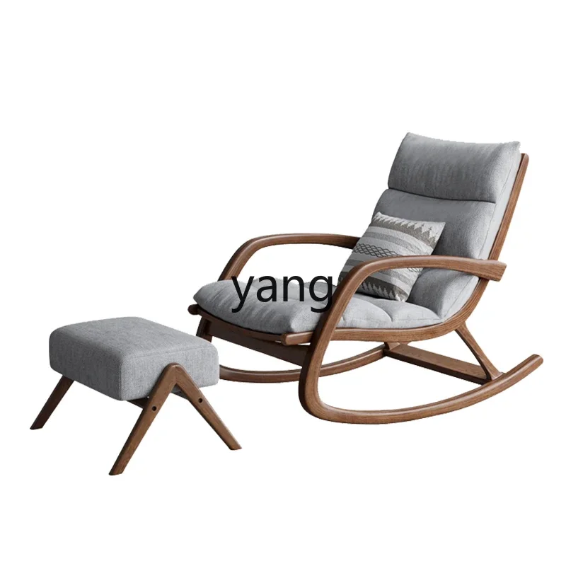 

Lmm all solid wood rocking chair balcony home leisure living room single bedroom recliner lazy sofa