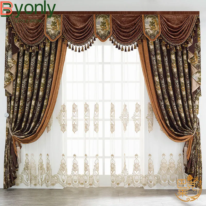 Custom European Curtains for Living Room Luxury Atmosphere French American Bedroom Finished High-grade Chenille Curtain Curtain