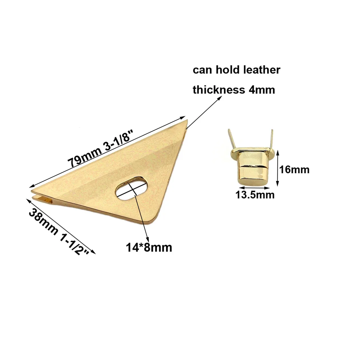 1piece Metal Triangle Turn Lock Fashion Switch Lock For DIY Handbag Bag Purse Luggage Hardware Closure Bag Parts Accessories