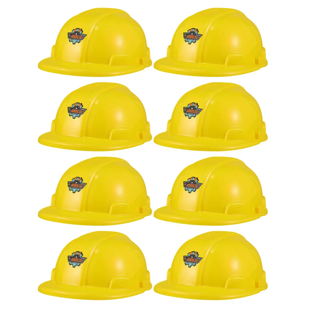 8 Pcs Tool Hat Flat Hard Hats for Kids Brim Vest Construction Worker Caps Toy Profession Child