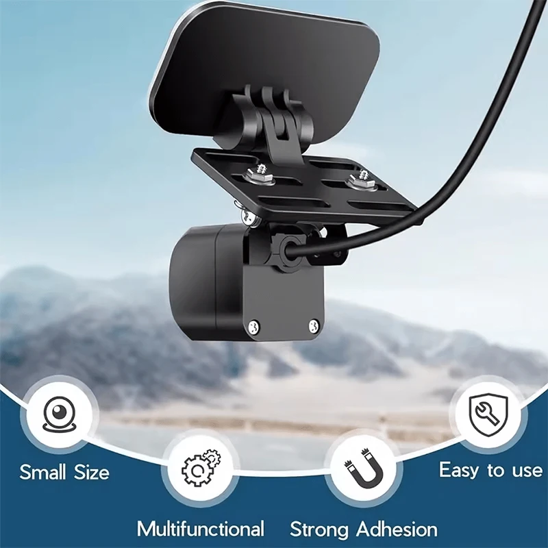 Universal Rear Camera Mount: ABS Windshield Bracket, No-Drill Peel & Stick, Adjustable Angle, Fits Most Cams, Stable & Stylish image 2