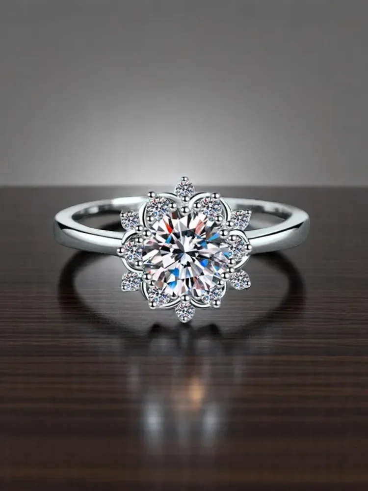 

Модное кольцо из стерлингового серебра 925 пробы с муассанитом VVS1, женское модное классическое 1-каратное темпераментное ювелирное изделие с сертификатом