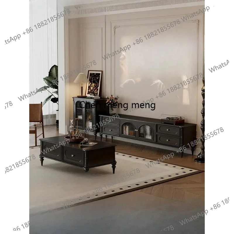 

Vintage style solid wood TV cabinet, living room and home storage cabinet integrated with light luxury and high sense