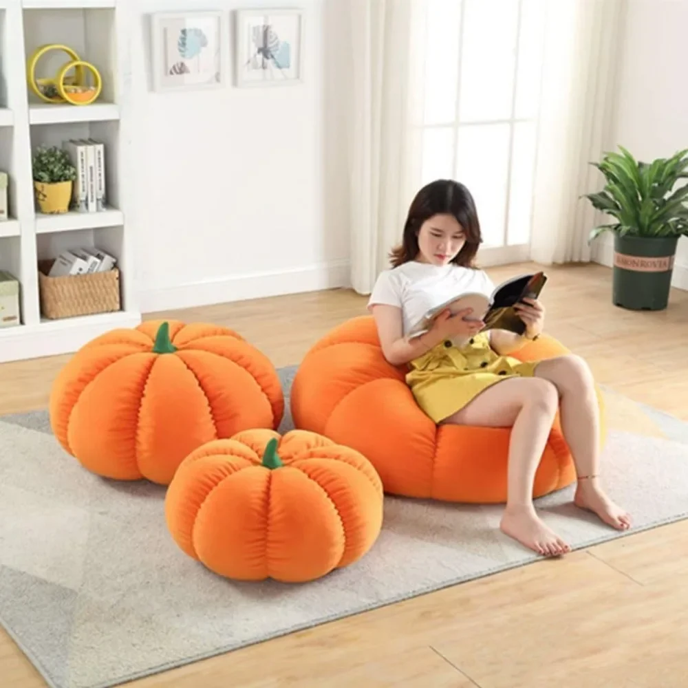 

Pumpkin Shaped Beanbag Chair with Filling - Luxurious Fabric Lounge Chair, Providing Ultimate Comfort and Relaxation Furniture