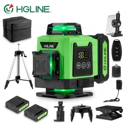 HGLINE 16 Lines 4D Laser Level 1.2m/1.5m Tripods Professional 360° Horizontal Vertical Cross Laser Level With Power DIsplay