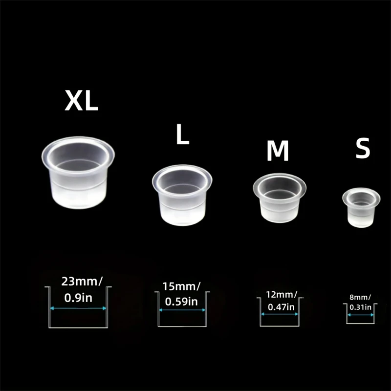 JC 100pcs Disposable Tattoo Ink Cups Plastic Pigment Clear Holder Container Caps Tattoo Permanent Makeup Microblading Supply