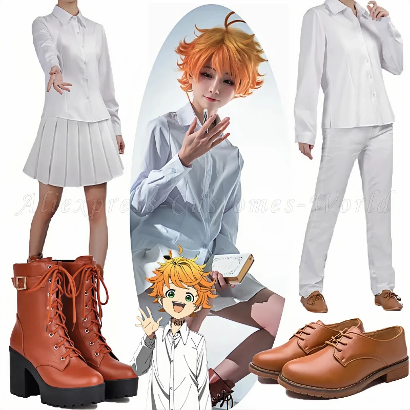 Disfraz de Anime The Promised Neverland, zapatos Yakusoku No Neverland Emma Norman Ray Cos, uniforme escolar para hombres y mujeres