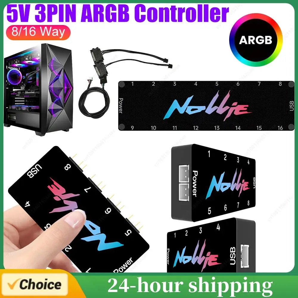 

5V 3PIN ARGB Controller 8/16 Way ARGB Fan Hub ARGB Splitter Hub Support SignalRGB OpenRGB ARGB Fan HUB Controller SATA Power