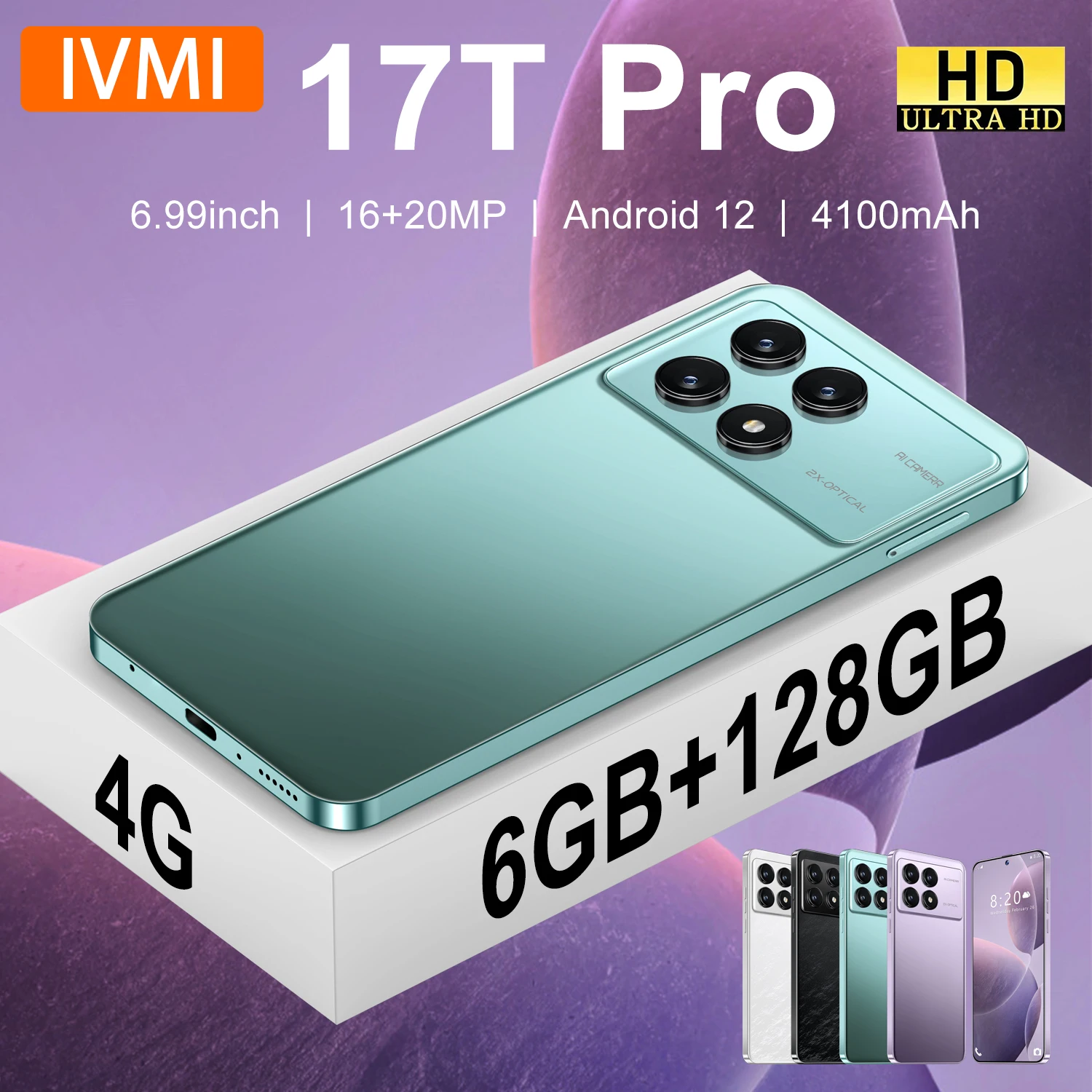 IVMI 17T Pro Smartphone Runs Android 12, 6GB+128GB Memory Screen 6.99 Inches, Supports Google, and Has 16+20MP Pixels