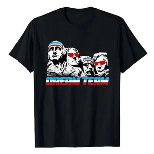 Dream Team Presidents Mount Rushmore 4th of July Funny Patriotic T-Shirt