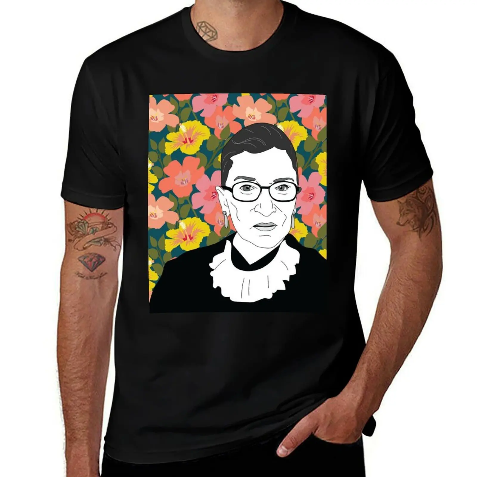 

Ruth bader Ginsburg Floral T-Shirt luxury t-shirt topping mens vintage t shirts