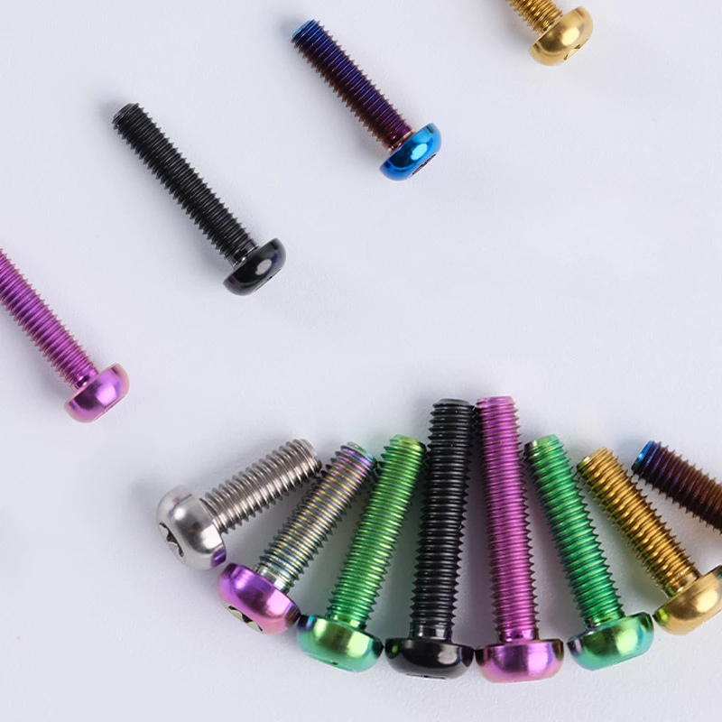 M3 Pitch 0.5 x 6 8 10 12 15mm Multiple Color TC4 GR5 Titanium Alloy A2 T25 Torx Button Head D5.5mm Screw Bolt For Road bike