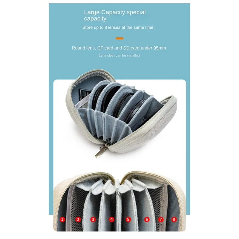 Многофункциональный круглый фильтр с 8 карманами, защитный чехол для хранения, сумка, чехол для фильтра 95 мм и нижнего объектива-WMAN