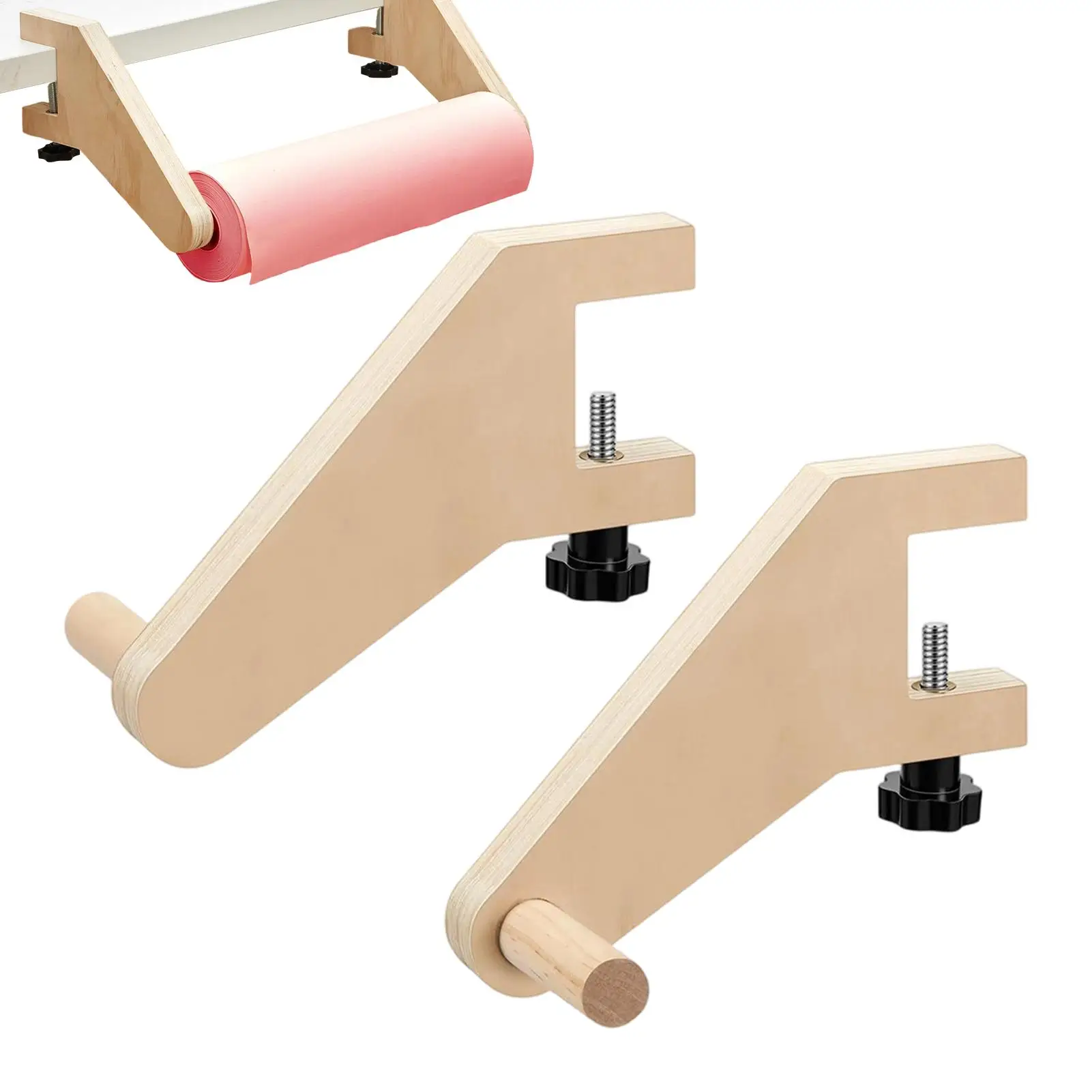 Wooden Craft Paper Roll Holder Dispenser Tabletop Easel Wrapping Paper Dispenser Coloring Easel Paper Bracket Drawing accessory
