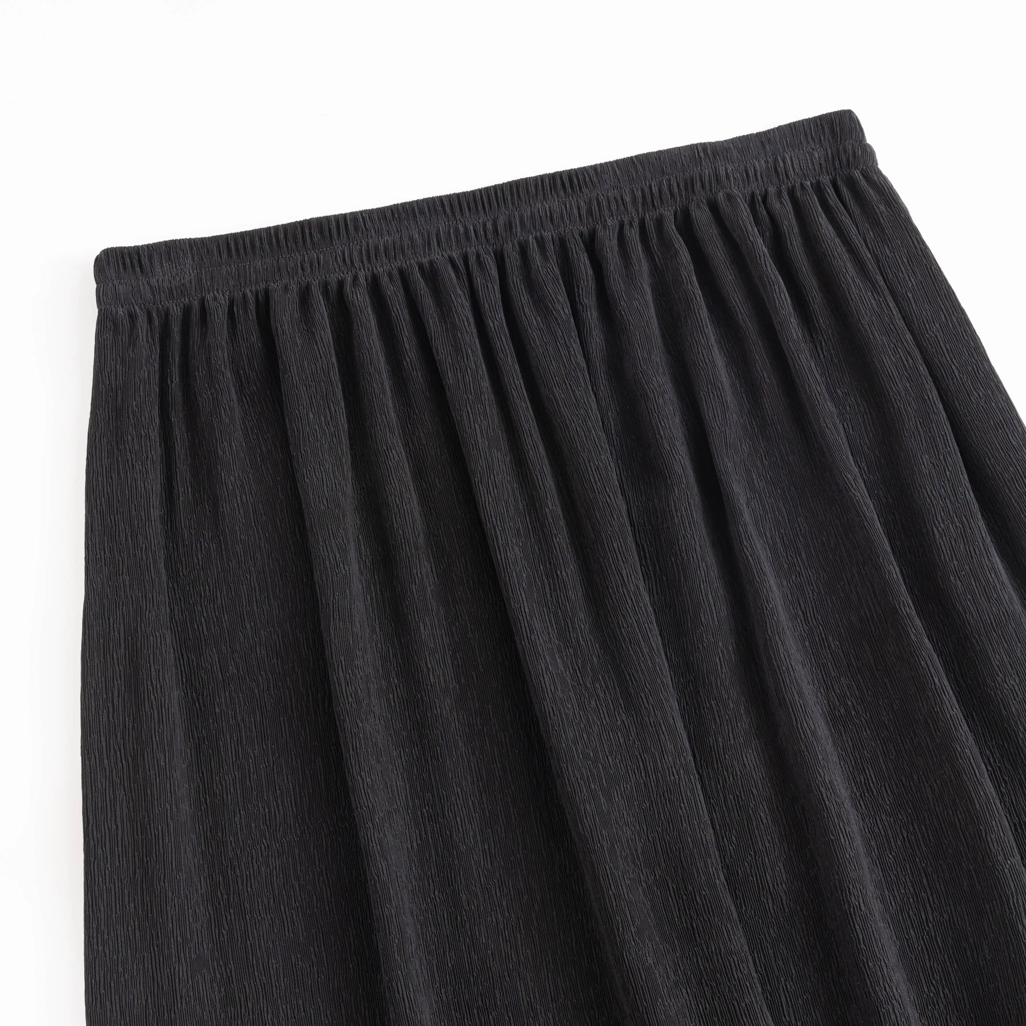 2025年レディースファッション衣料 多用途 28MM 100%天然桑絹樹皮クレープ Aライン ブラック 大きめスイング カジュアルスカート