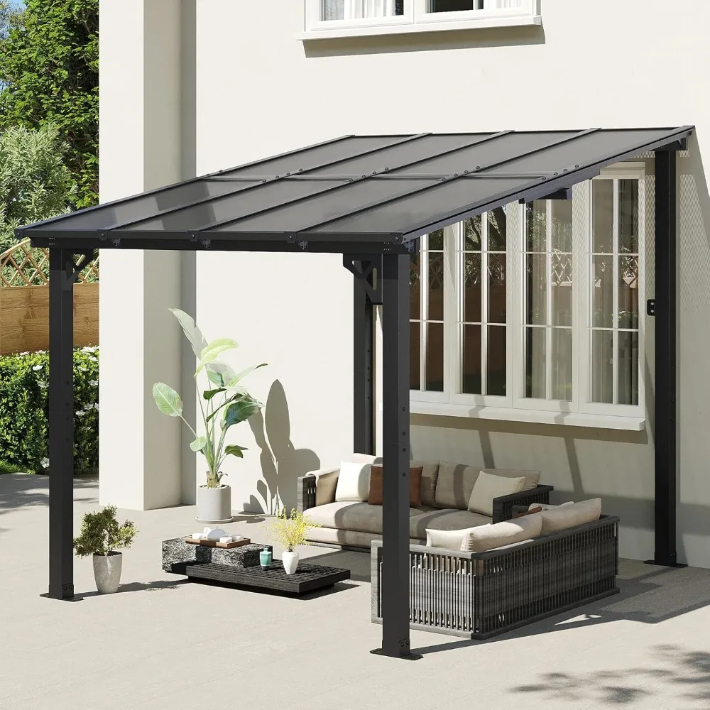 

8' x 10' Gazebo for Patio, Gazebo Pergola with Sloped Roof, Large Wall-Mounted Heavy Duty Awnings, for Backyard, Deck