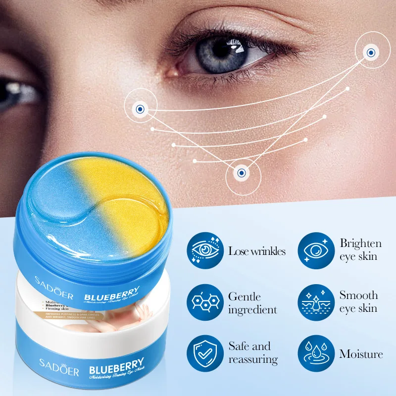 60 stücke SADOER Blaubeeren Augen Maske Anti Augenringe Augen Tasche Entferner Anti-aging Falten Feuchtigkeitsspendende Feuchtigkeitsspendende Hautpflege