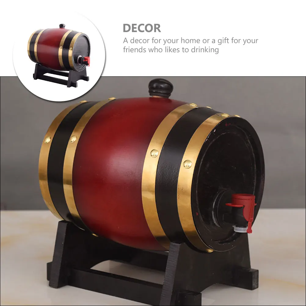 

Whiskey Barrel Solid Wood Beer Decanter Plastic Indoor Barrels for Decoration