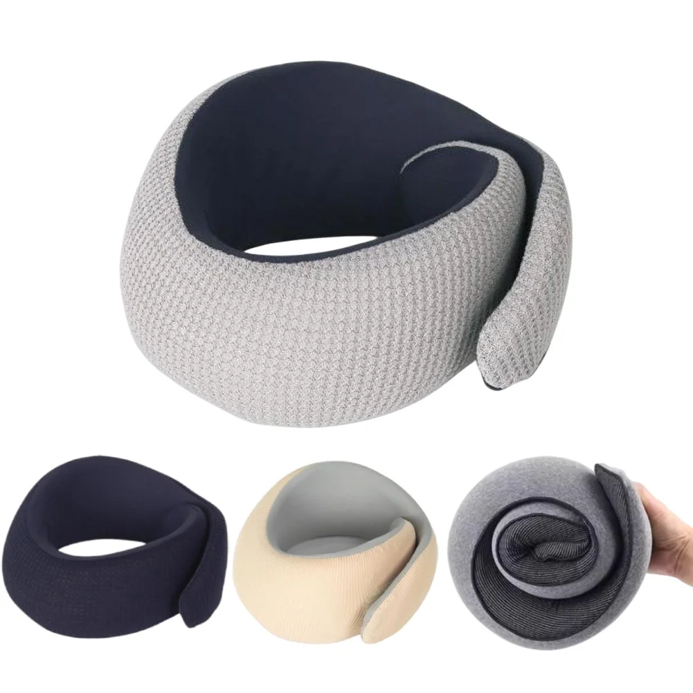 

Portable U Shaped Neck Pillow Memory 360 ErgonomicFoam Snail Design Soft Support Noon Break Sleep Travel Essential Car Home Use