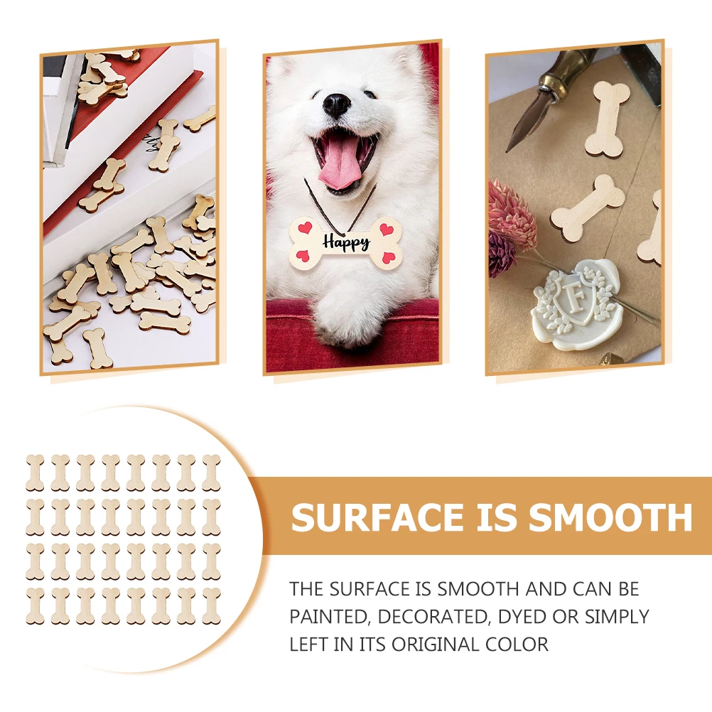 

50pcs Wooden Dog Bone Cutouts Natural Wood Craft Decor Diy Pet Tags Home Hanging Ornaments Classroom Party Shower