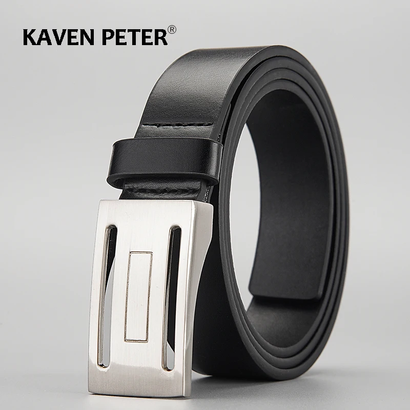 Male Leather Waist Belts Luxury Simple Design Belts Famous Brands Buckle Full Grain PU Leather Belt For Men Dropshopping