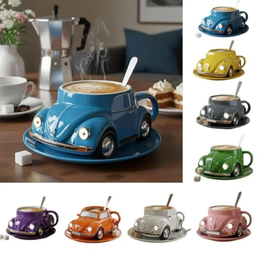 Creative Funny Beetle Shaped Coffee Mug Unique Handmade Beetle-Shaped Coffee Cup Novelty Car-Shaped Tea Cup for Beetle Lovers