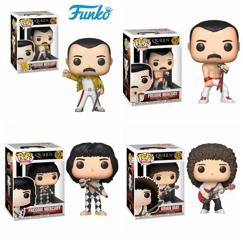 Funko Pop Rocks Queen Freddie Mercury 97# 96# Singer Brian May 93# PVC Vinyl Action Figure Collection Models Toys for Children