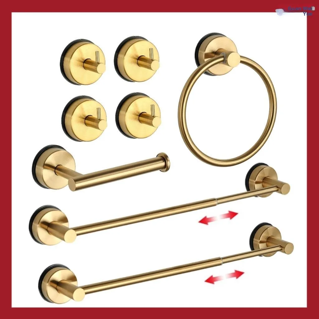 Expandable Towel Rod Bathroom Storage Rack Toilet Paper Holder Shoe Rack Suction Cup Hook No Drilling Required Quality Luxury