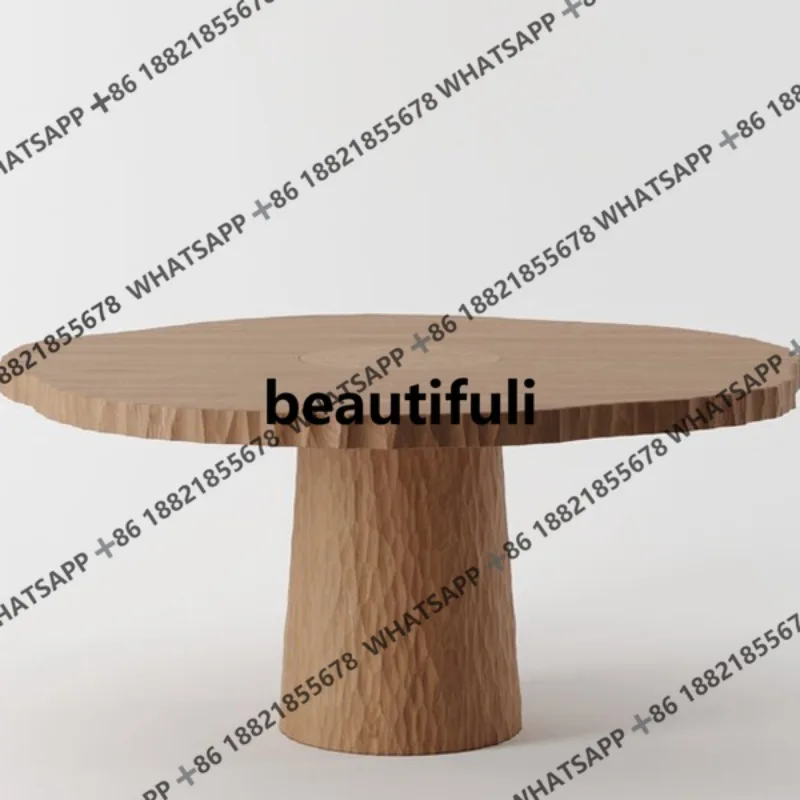 

New medieval solid wood round dining table designer creative office negotiation table living room home long dining table