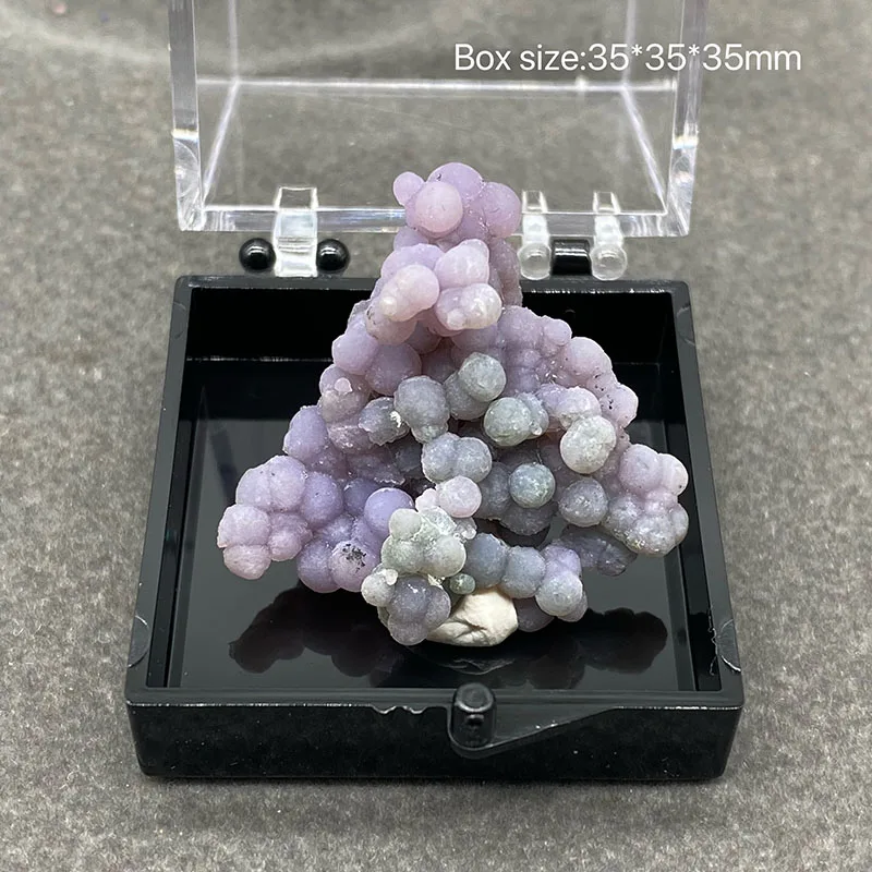 

100% Natural Indonesian Purple Grape agate Raw Stone Mineral Specimen Healing Crystal Gemstone Collection+Box size:35*35*35mm