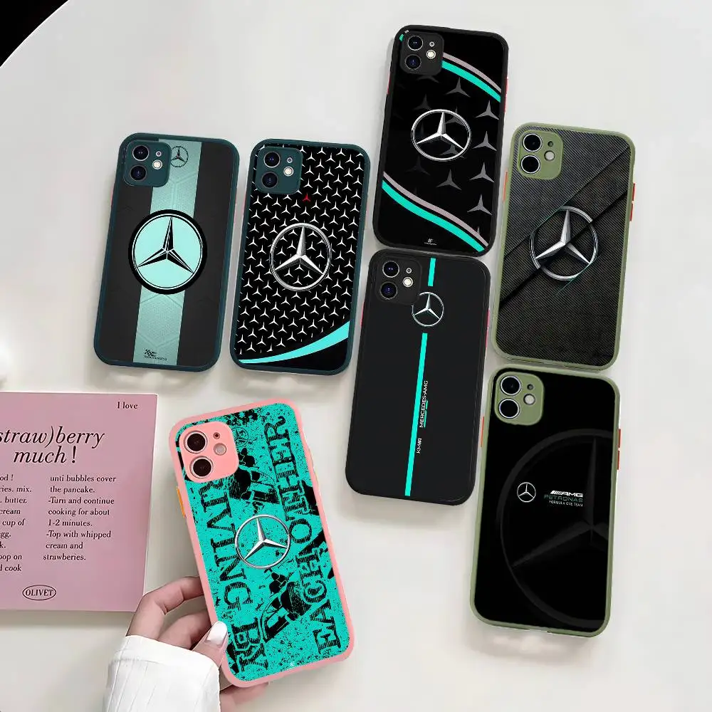 Car M-Mercedes-Ben-z-Backs Phone Case For IPhone 11 12 13 14 15 16 Pro Plus X XS MAX Matte Bumper Shockproof Cover view 2
