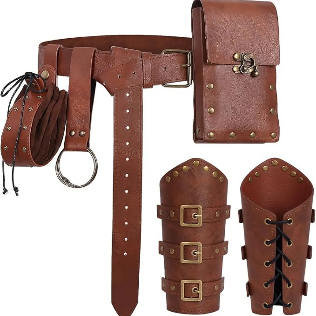 Bolsa de Cinturón de Cuero Renacentista, Brazalete de Cuero Vikingo Medieval para Halloween, Disfraz Retro Medieval para Festival, Cosplay