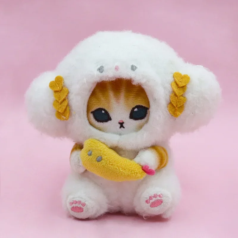 12cm Kawaii dibujos animados gato Cross Dressing serie juguetes de peluche dibujos animados lindo muñeco de peluche mochila colgante decorativo