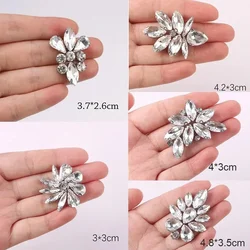 5pcs Flowers Rhinestone Stickers Iron On Patches For DIY Clothing Hats Bags Hair Clips Shoes Decorative Women Accessories