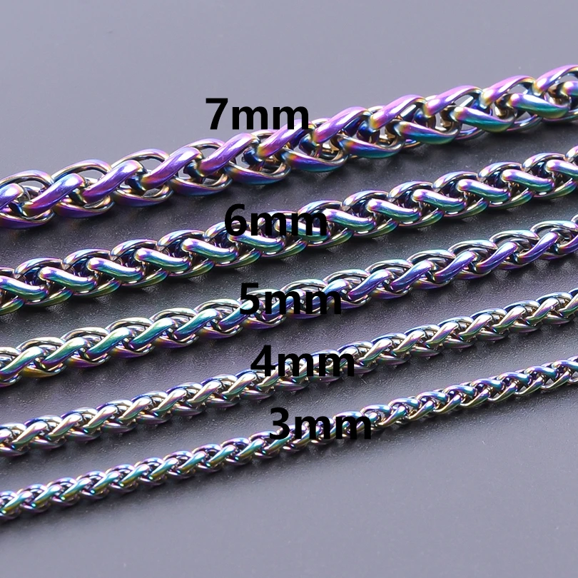 1pcs Thickness 6mm Stainless Steel Rainbow Color Necklace Bracelet For Handicrafts Making Material Jewelry Accessories and Parts