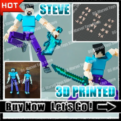 In Stock 3d Printed Minecraft Steve And Him Multi-Jointed Action Shapeshift Toys Figures Accessories Customized Gifts Toys