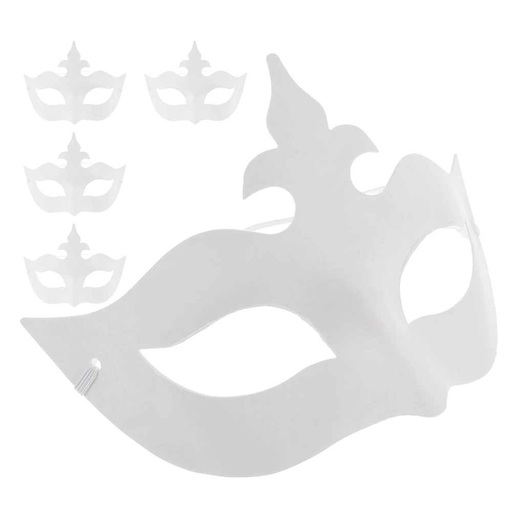 

5 Pcs Crown Mask Costume Diy Masquerade Carnival Masks to Decorate Make Your Children's Blank Makeup White Paper