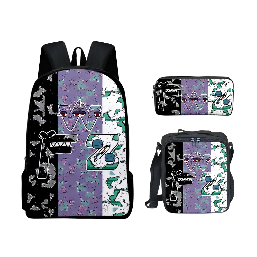 

Luxury Novelty Creative Cool Alphabet Lore 3D Print 3pcs/Set pupil School Bags Laptop Daypack Backpack Lunch bag Pencil Case