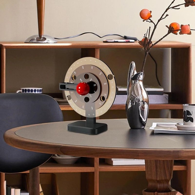 A23F-Calendar Acrylic Disc Decor Tabletop Calendar Novelty Simple Manual Rotating Calendar Desktop Decorative