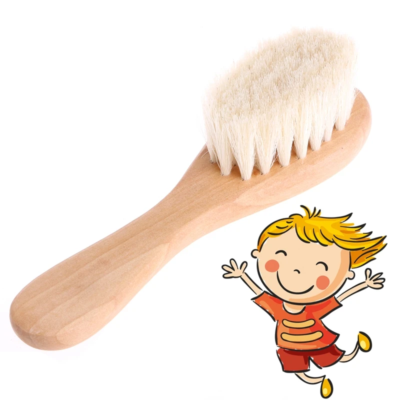 Baby Natural Wooden Boys Girls Soft Wool H Brush for Head Comb Infant for Head Massager Portable Bath Brush Comb For Kid