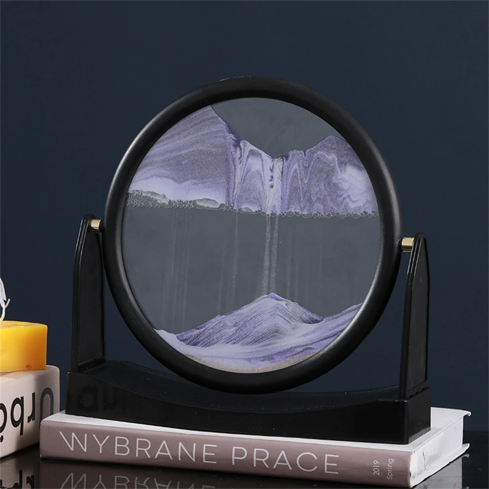 3D Flowing Sand Painting Table Moving Sand Picture Transparency 360° Rotatable Design Desktop Decor Sandscape Painting Ornament