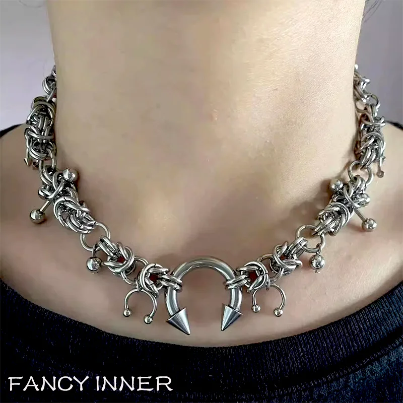 2025 New Punk Necklace Metal Chain Irregular Cool Hip-hop Unisex Neck Accessaries Choker for Women and Men Jewelry