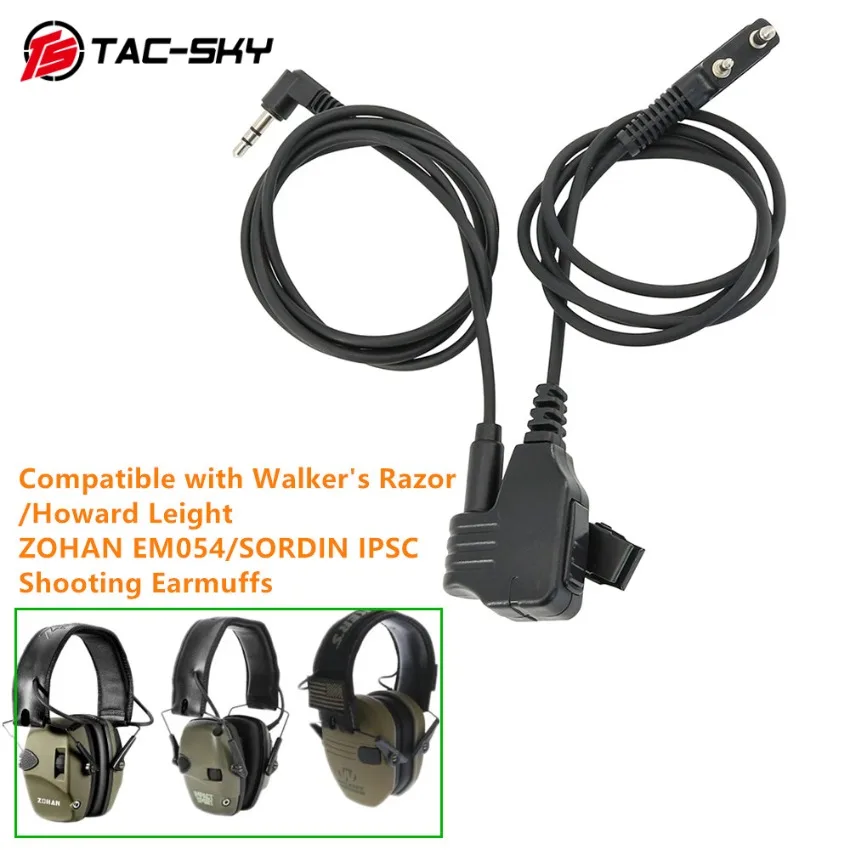 TAC-SKY Tactical Headset Adapter Mic and 3.5 Cable for Walker's Razor /Howard Leight /ZOHAN EM054 /SORDIN IPSC Shooting Earmuffs